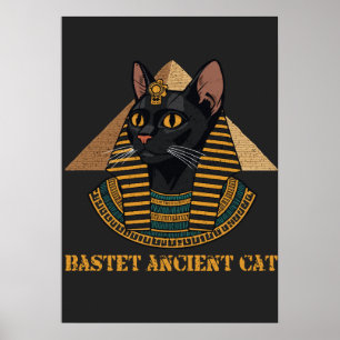 Bastet Oudegyptische Kattengodin Vintage Kunst Poster