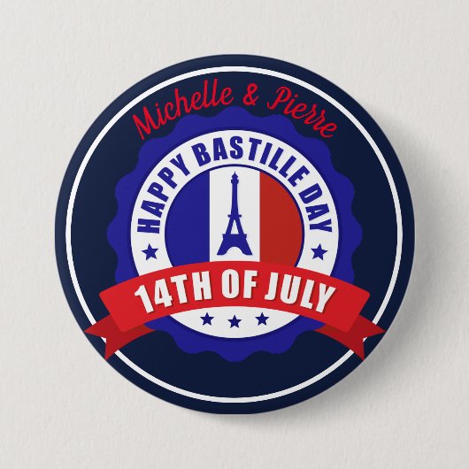 Bastille Dag 14 juli Viering Ronde Button 7,6 Cm (Voorkant)