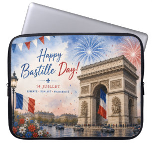 Bastille dag Arc de triomphe Parijs Frankrijk vuur Laptop Sleeve