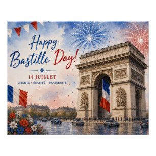 Bastille dag Arc de triomphe Parijs Frankrijk vuur Perfect Poster
