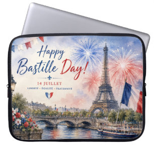 Bastille Dag Eiffeltoren Seine rivier vuurwerk Laptop Sleeve