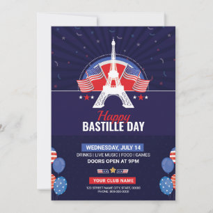 Bastille Dag Feest Uitnodiging Flyer Sjabloon