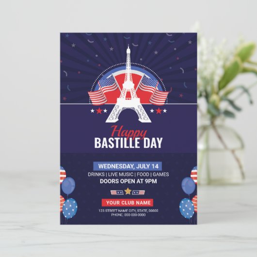 Bastille Dag Feest Uitnodiging Flyer Sjabloon (Staand voorkant)