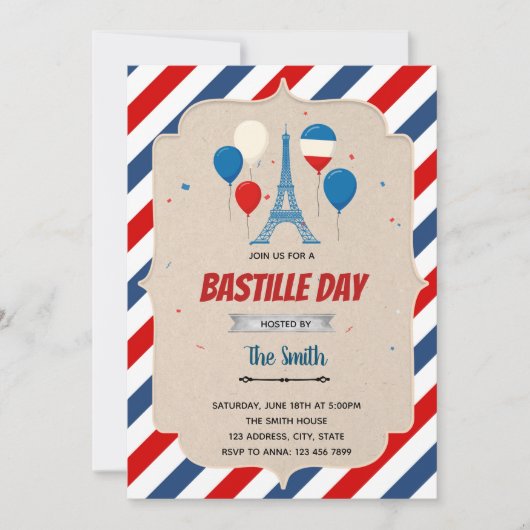 Bastille Dag Flyer Sjabloon Kaart (Voorkant)