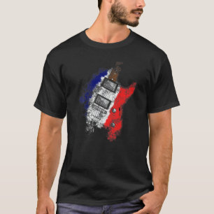 Bastille Dag Franse Vlag Elektrische Gitaar Gitari T-shirt