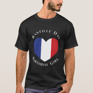 Bastille Dag Verjaardag Meisje 14 juli Franse vlag T-shirt