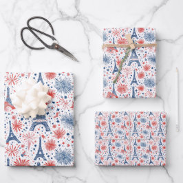 Bastille Day Frankrijk Patroon 4 Inpakpapier Vel