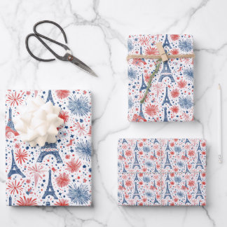 Bastille Day Frankrijk Patroon 4 Inpakpapier Vel