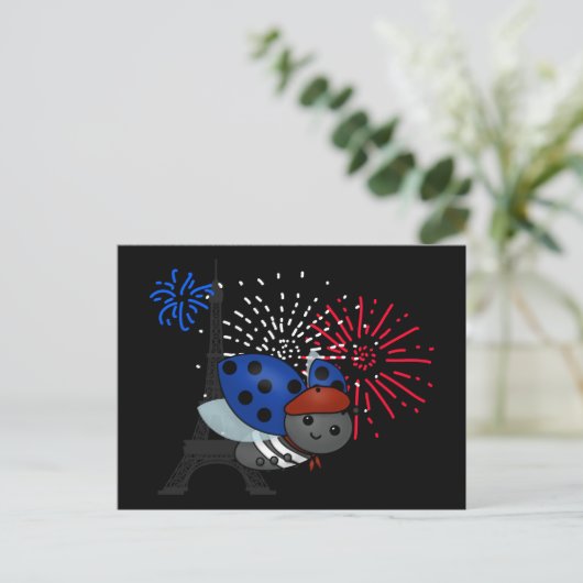 Bastille Day Ladybug, carte postale sourire (Debout devant)