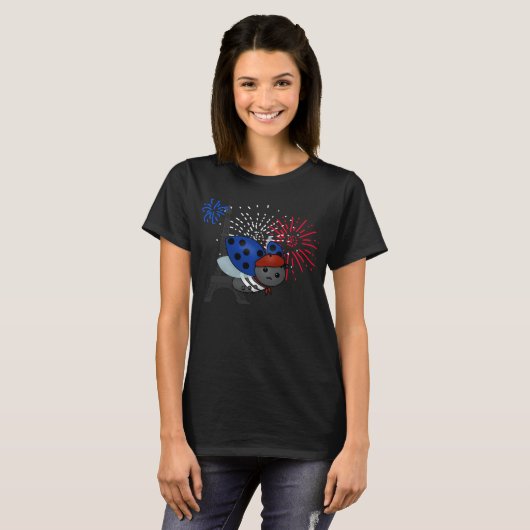 Bastille Day Ladybug, t-shirt ennuyé (Devant entier)