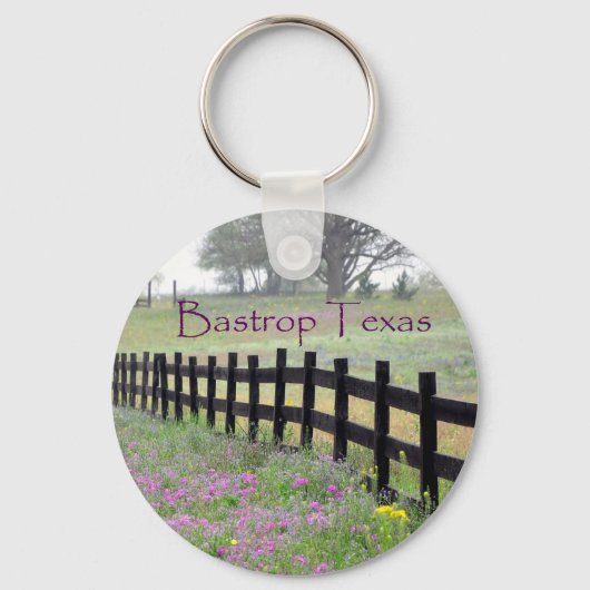 Bastrop Texas Fence Line Wildbloemen Sleutelhanger (Voorkant)