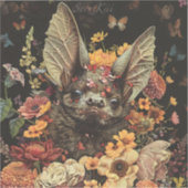 Bat à fleurs en Sticker noir (Recto)