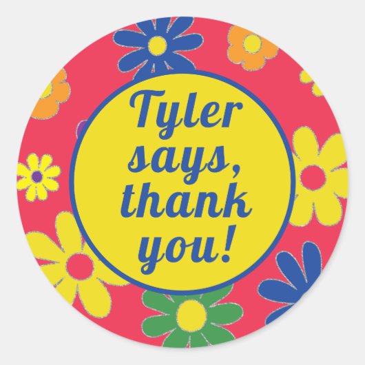 Bat Bar Mitzvah Sticker Round Flowered (Voorkant)