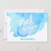 Bat Bar Mitzvah Waterverf Turquoise Blue Bedankkaart (Voorkant)