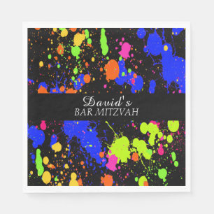 Bat/Bar Mitzvahs Neon Paint Splatter Servet