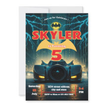 Bat Bewerkbare Uitnodiging, Superhero Verjaardag U