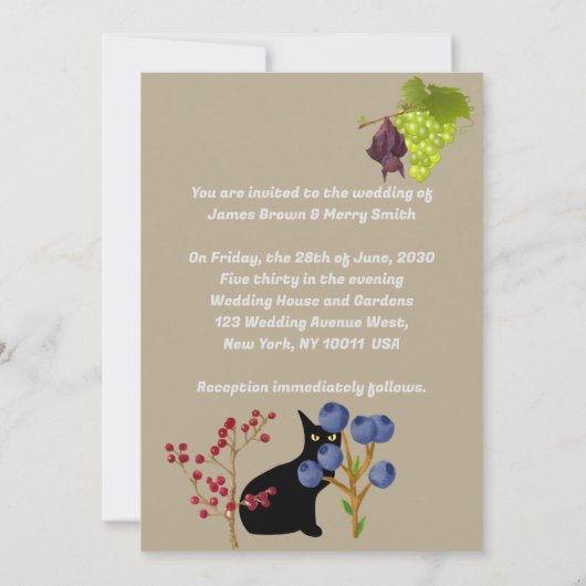 Bat Black Cat Fairytale Forest Fruits Weddenschap Kaart (Achterkant)