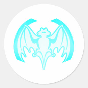 Bat Cyan Inv Het MUSEUM Zazzle Gifts Ronde Sticker