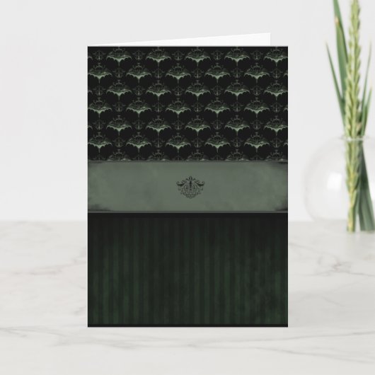 Bat Damask Kaart - Dark Moss (Voorkant)