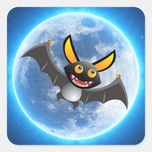 Bat- en moonstickers vierkante sticker (Voorkant)