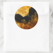 Bat en oogst maan herfst zwarte gele elegant ronde sticker (Tas)