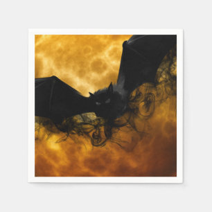 Bat en oogst maan herfst zwarte gele elegant servet