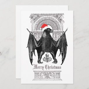 Bat gothique amusant Joyeux Noël Carte de vacances