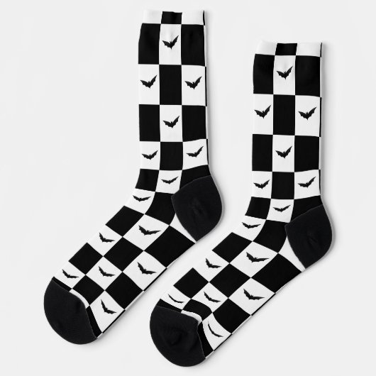 Bat Halloween Checker Pattern Sokken (Links)