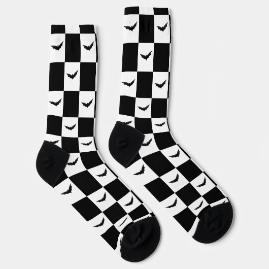 Bat Halloween Checker Pattern Sokken (Rechts)