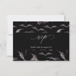 Bat Halloween Party Een Maaltijd RSVP Zwart Kaartje