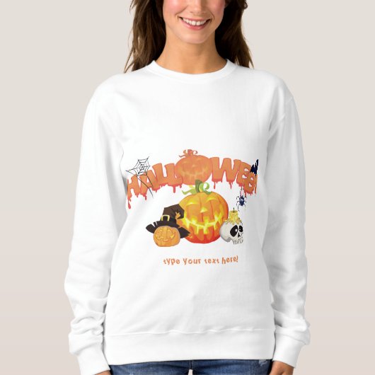 Bat Halloween Party Schedel Monogram Design Modern Trui (Voorkant)
