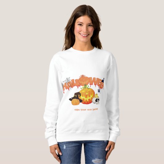Bat Halloween Party Schedel Monogram Design Modern Trui (Voorkant volledig)