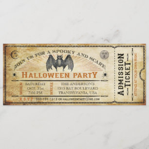  Bat Halloween Ticket Invitation Kaart