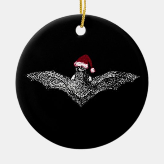Bat in een kersthat keramisch ornament (Voorkant)