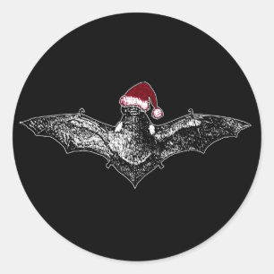 Bat in een Santa Hat Ronde Sticker
