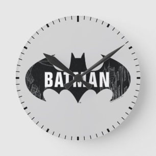Bat Logo met Gotham Etching Ronde Klok