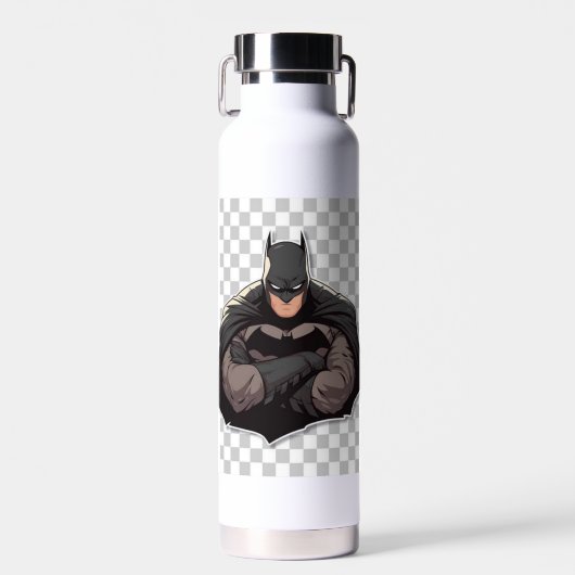 Bat man on white bottle  waterfles (Voorkant)