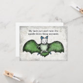 Bat met een slecht Wenskaart achteraan Kaart (Voorkant / Achterkant in situ)