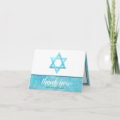 Bat Mitswa Blue Opal Magen David Photo Chic Bedankkaart (Voorkant)