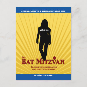 Bat Mitswa Filmster Save the Date Geel Blauw Aankondigingskaart