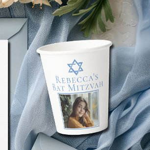 Bat Mitswa Foto Blauwe Ster van David Party Papieren Bekers