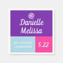Bat Mitswa Kleurenblok Gepersonaliseerde servetten