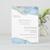 Bat Mitswa, lichtblauwe en gouden glitteragaat Kaart (Staand voorkant)