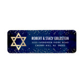 Bat Mitswa Navy Gold Glitter Bold Retouradres Etiket (Voorkant)