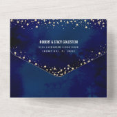 Bat Mitswa Navy Gold Glitter Script Modern Bold All In One Uitnodiging (Achterkant)