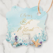 Bat Mitswa onder het Zee Beach Ocean Birthday Bedankjes Labels (Achterkant)