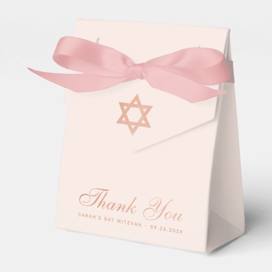 Bat Mitswa Roze Rose Gouden Ster van David Bedankt Bedankdoosjes (Voorkant Zijde)