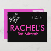 Bat Mitswa Save the Date Briefkaart (Voorkant / Achterkant)