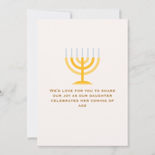 Bat mitswa uitnodiging: Bloemen, torah Kaart (Achterkant)