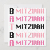 Bat Mitswa Uitnodiging in Roze en Zwart thema (Achterkant)